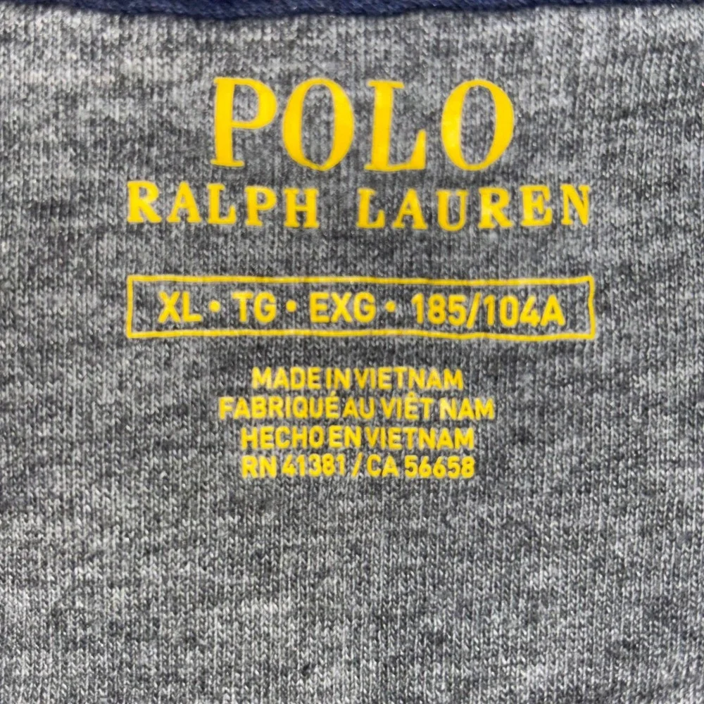 Polo Ralph Lauren Mens XL Navy Blue Heathered Quarter Zip Pullover Sweatshirt